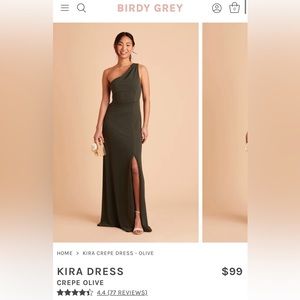 Birdy Grey Kira Crepe Dress Olive Size M